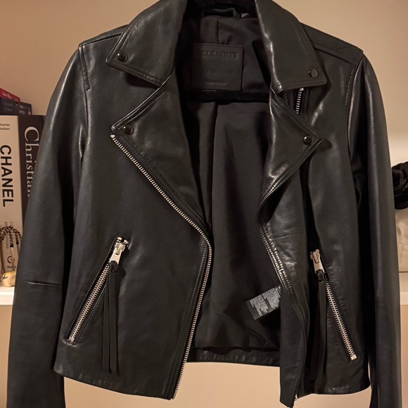 All Saints Jackets & Blazers - AllSaints Dalby Slim Fit Leather Biker Jacket – Black – 100% Sheep Leather